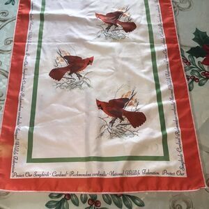 Vintage‎ 1975 National Wildlife Federation Cardinal Scarf. Silk 40”